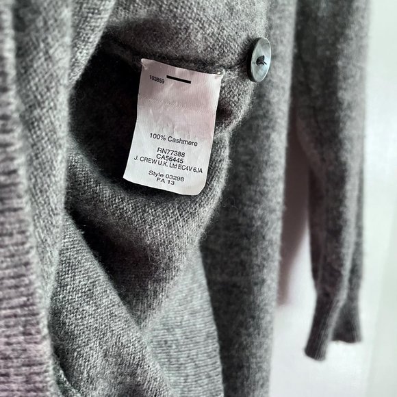 J. Crew Collection Italian Cashmere Gray Color Block Button Back Crew Sweater S - Picture 10 of 14